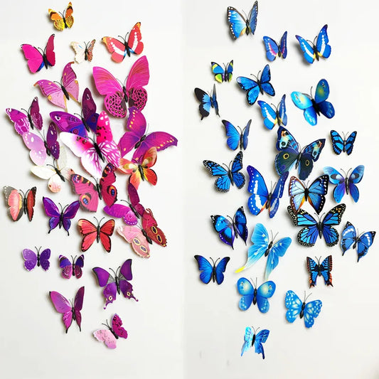 12Pcs 3D Magnet Butterflies Wall Stickers Butterfly